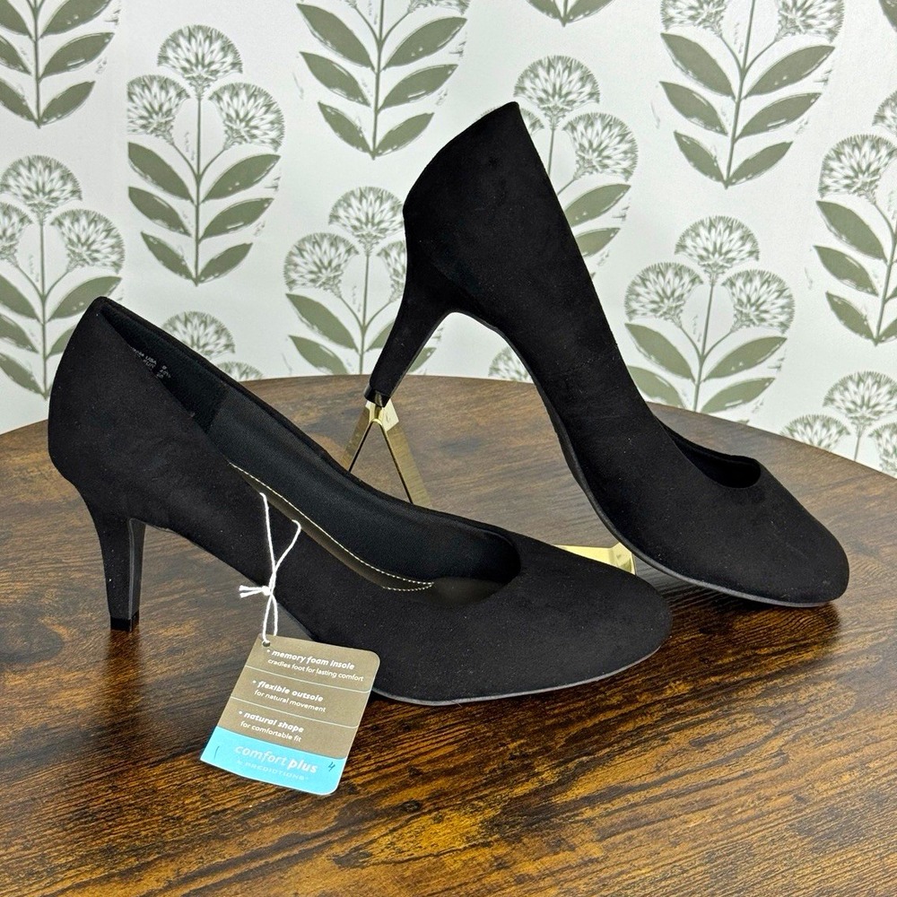 Predictions Comfort Plus Black Solid Round Toe Pump Memory Foam Women's 9